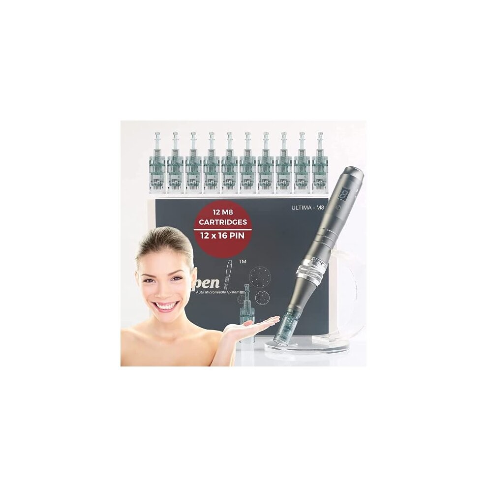 Dr. Pen Ultima M8 Microneedling Pen Wireless Electric Auto Derma Pen Skin Care Tool Kit with 12pcs Needle Cartridges 12x16-Pin (UK PLUG)