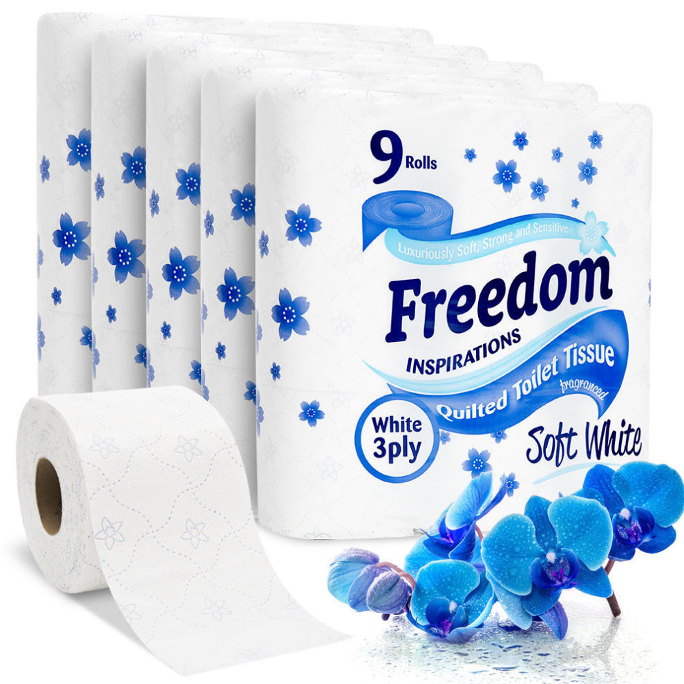 (White) 45pk Freedom Inspirations 3 Ply Quilted Toilet Tissue | Luxury Toilet Paper