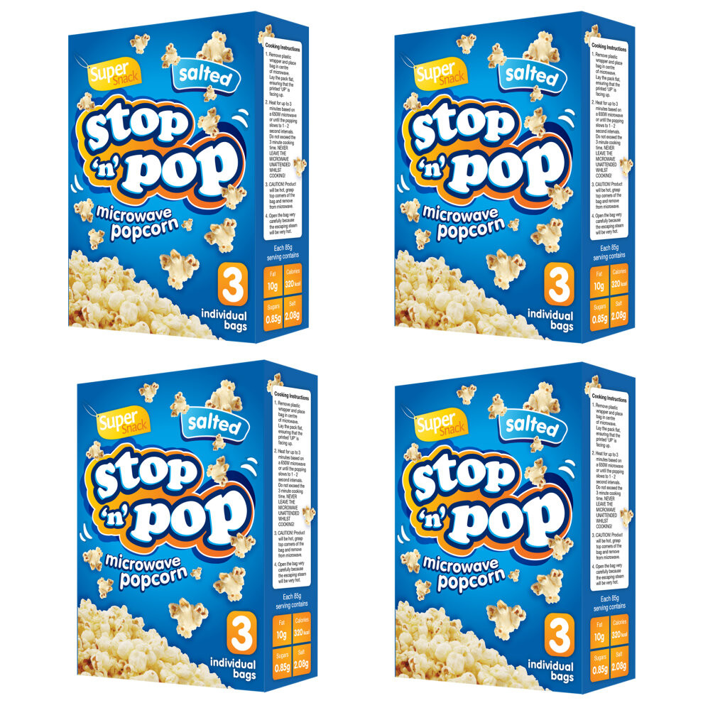 12pk x 85g Microwave Popcorn by Stop n Pop | Salted Flavour