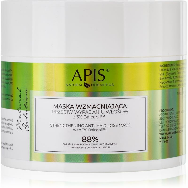 Apis Natural Cosmetics Natural Solution 3% Baicapil fortifying mask for weak hair prone to falling out 200 ml