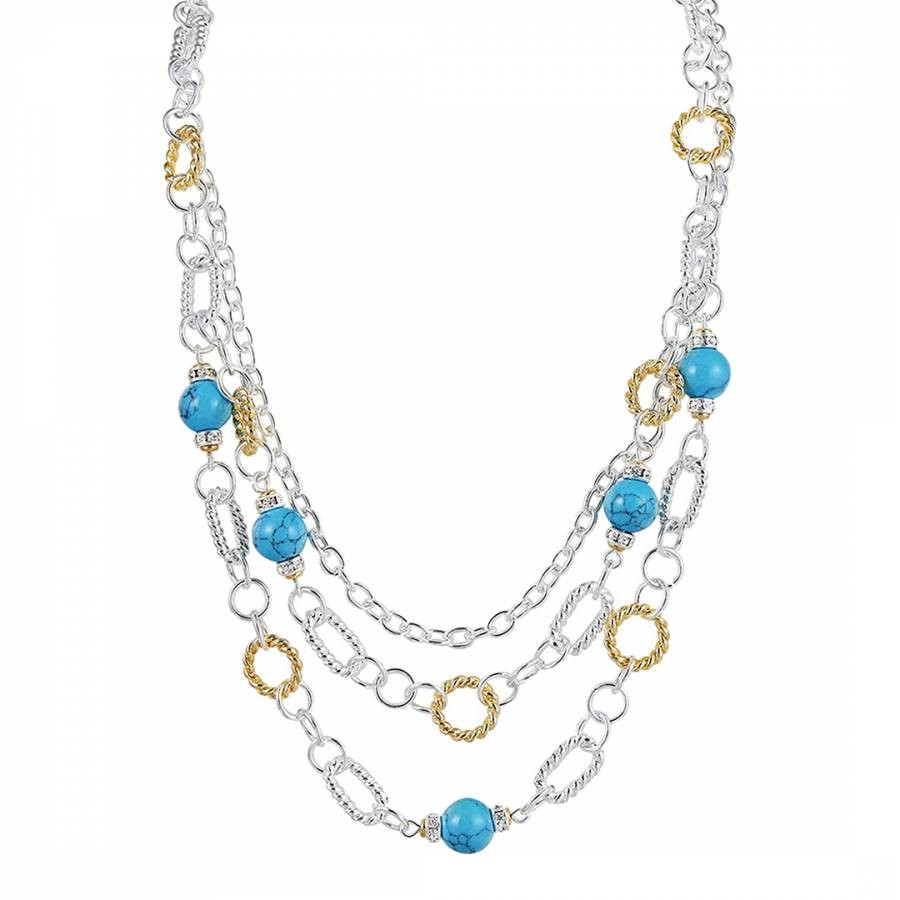 18K Gold Two Tone Turquoise Necklace