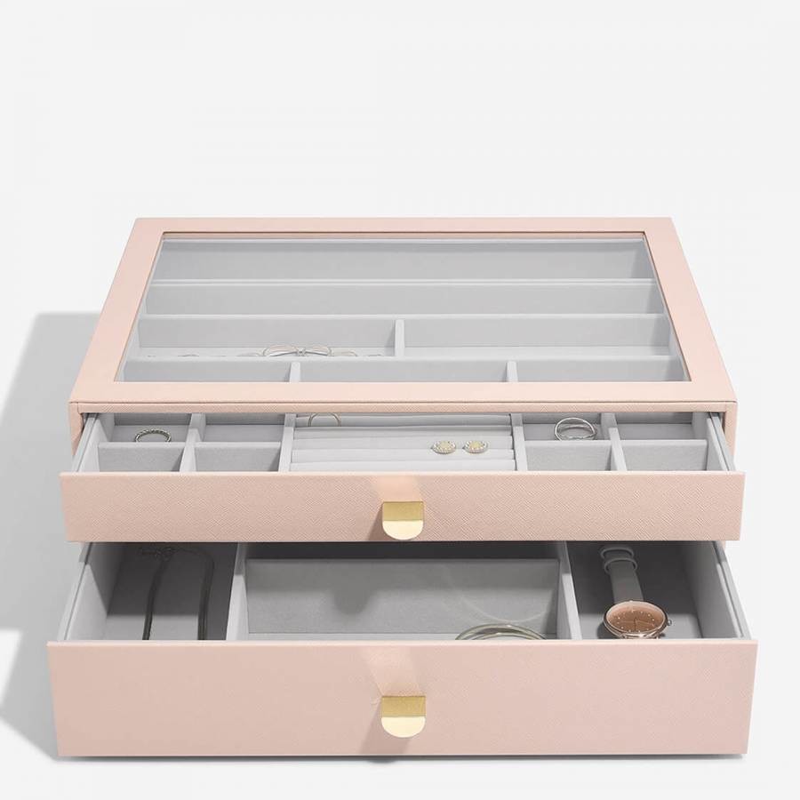 Blush Pink Supersize Jewellery Box - Set of 2 (with drawers)