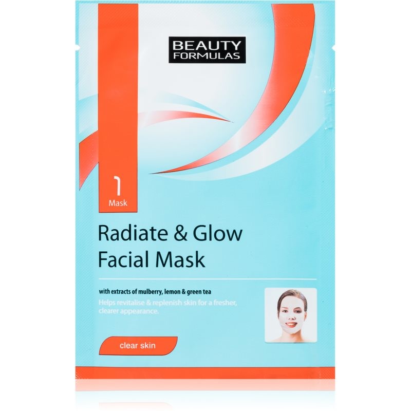 Beauty Formulas Clear Skin Radiate & Glow whitening face mask for skin regeneration 1 pc
