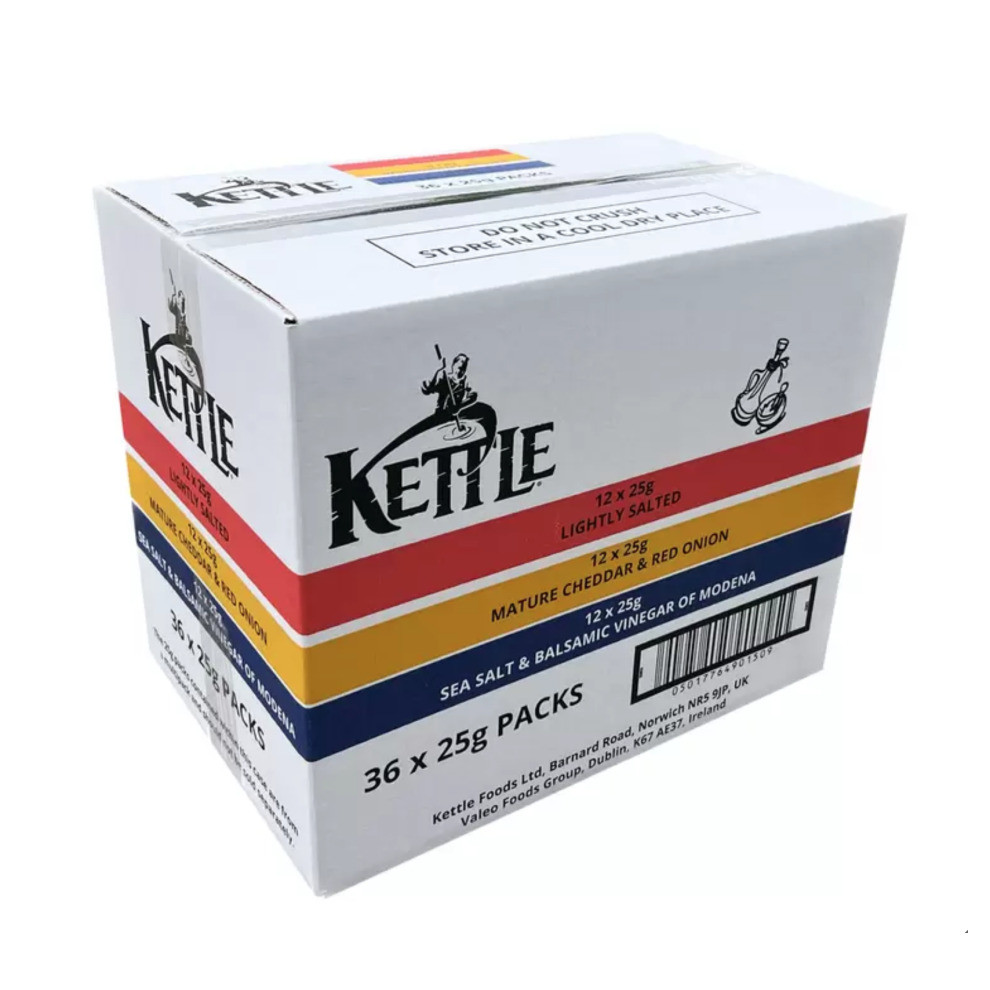 Kettle Chips Hand Cooked Potato Chips Take Home Variety Box 36 x 25g