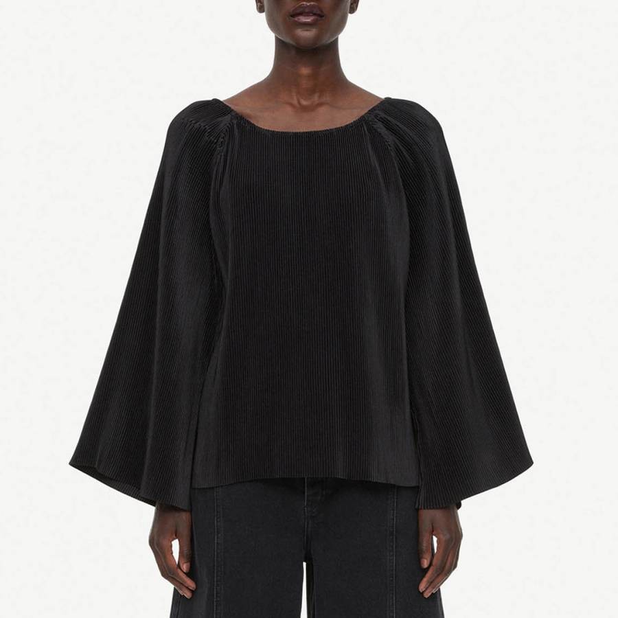 Black Velma Wide-Sleeve Blouse