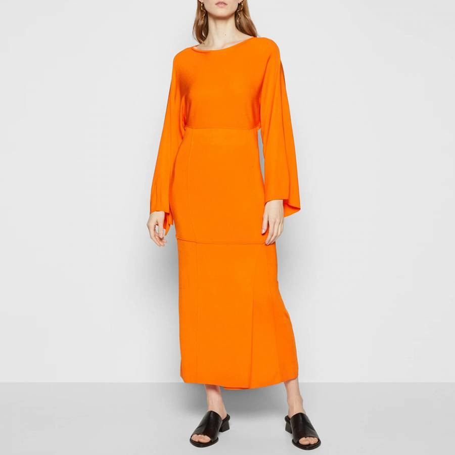 Orange Harlim Slash-Neck Dress