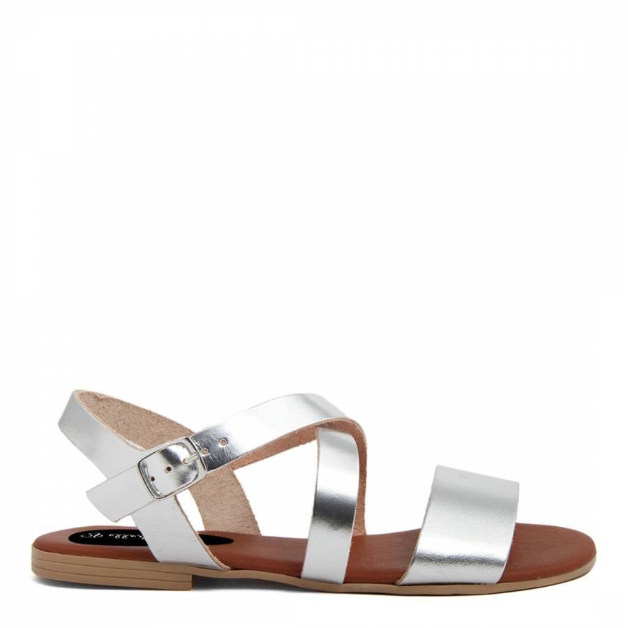 Silver Leather Strappy Sandals