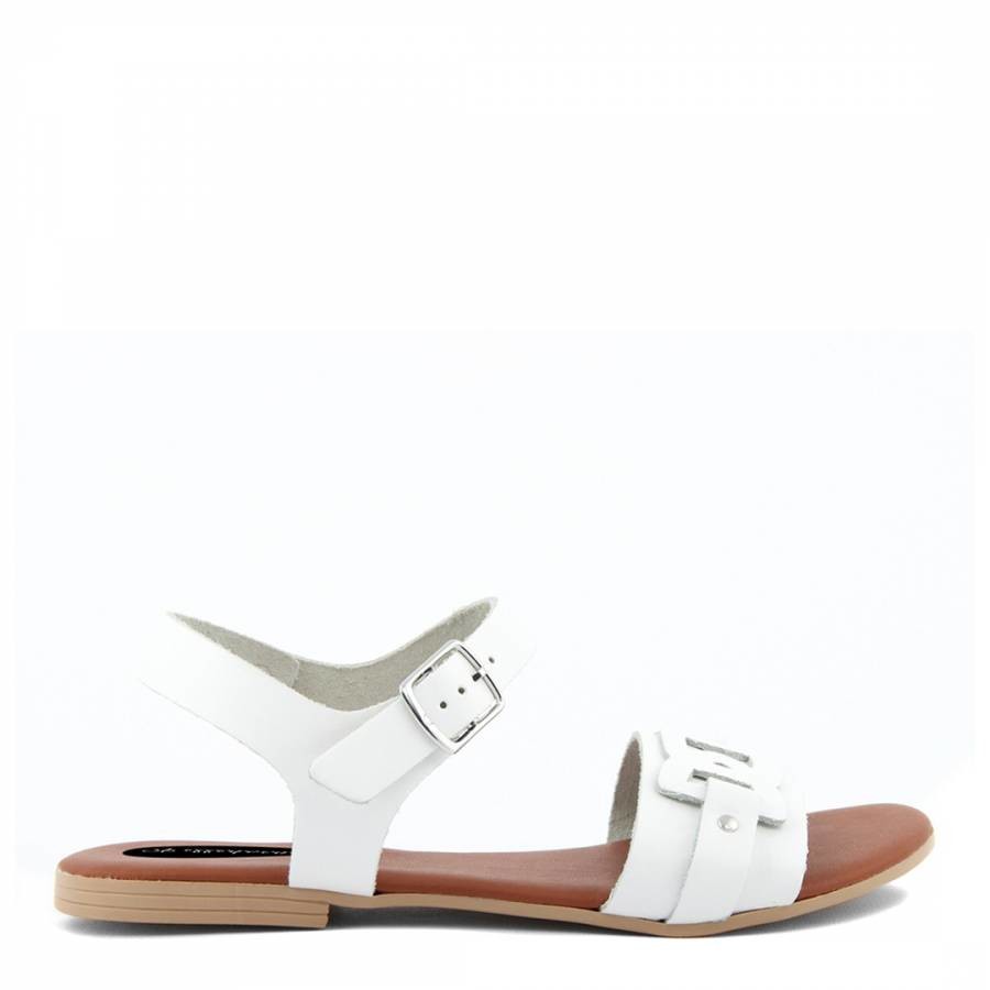 Silver Leather Detailed Flat Sandals