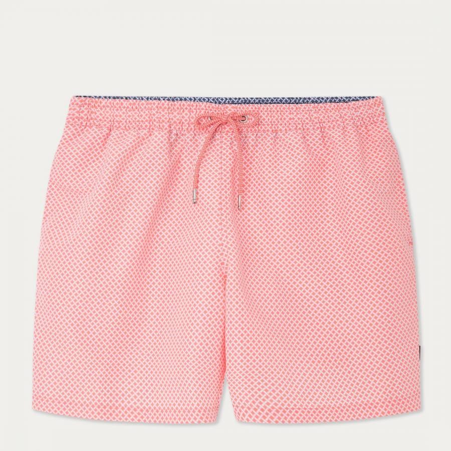 Pink Grid Print Swim Shorts