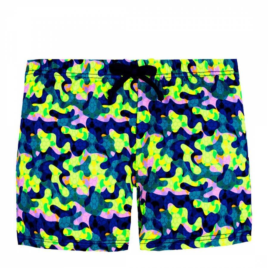 Boy's Neon Yellow Neo Camo Swim Shorts