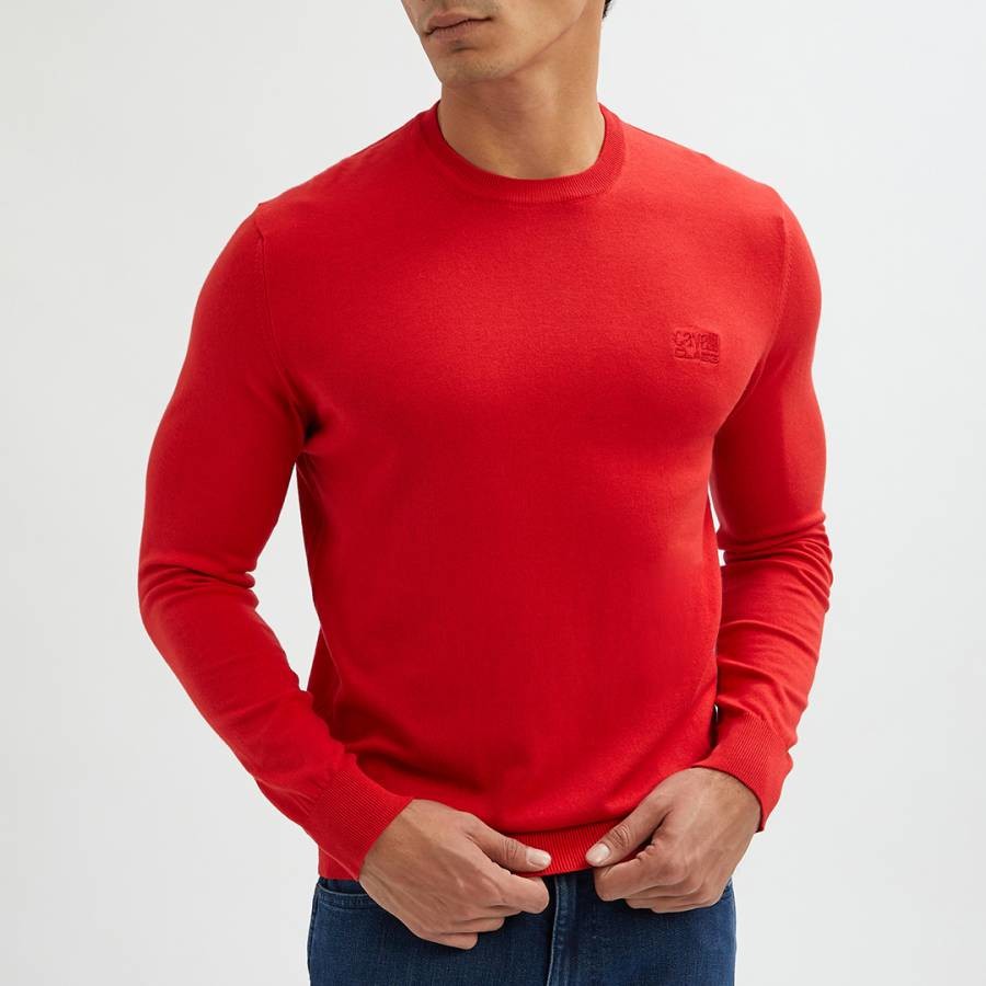 Red Regular Fit Cotton Sweatshirt