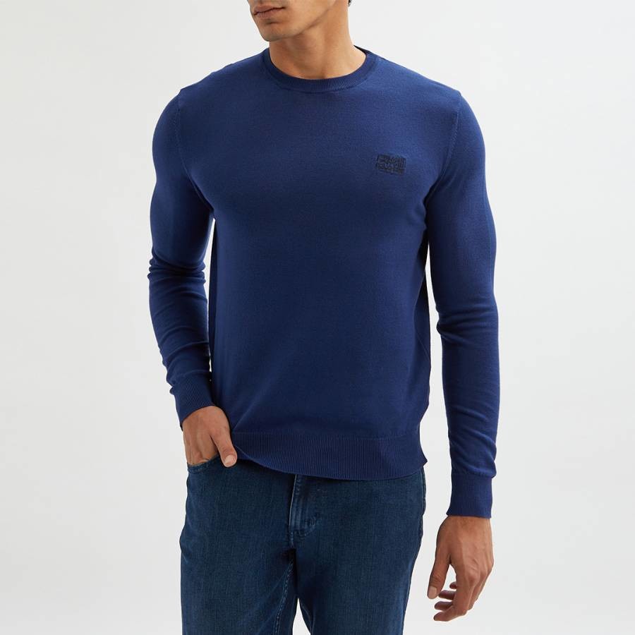 Navy Regular Fit Cotton Sweatshirt