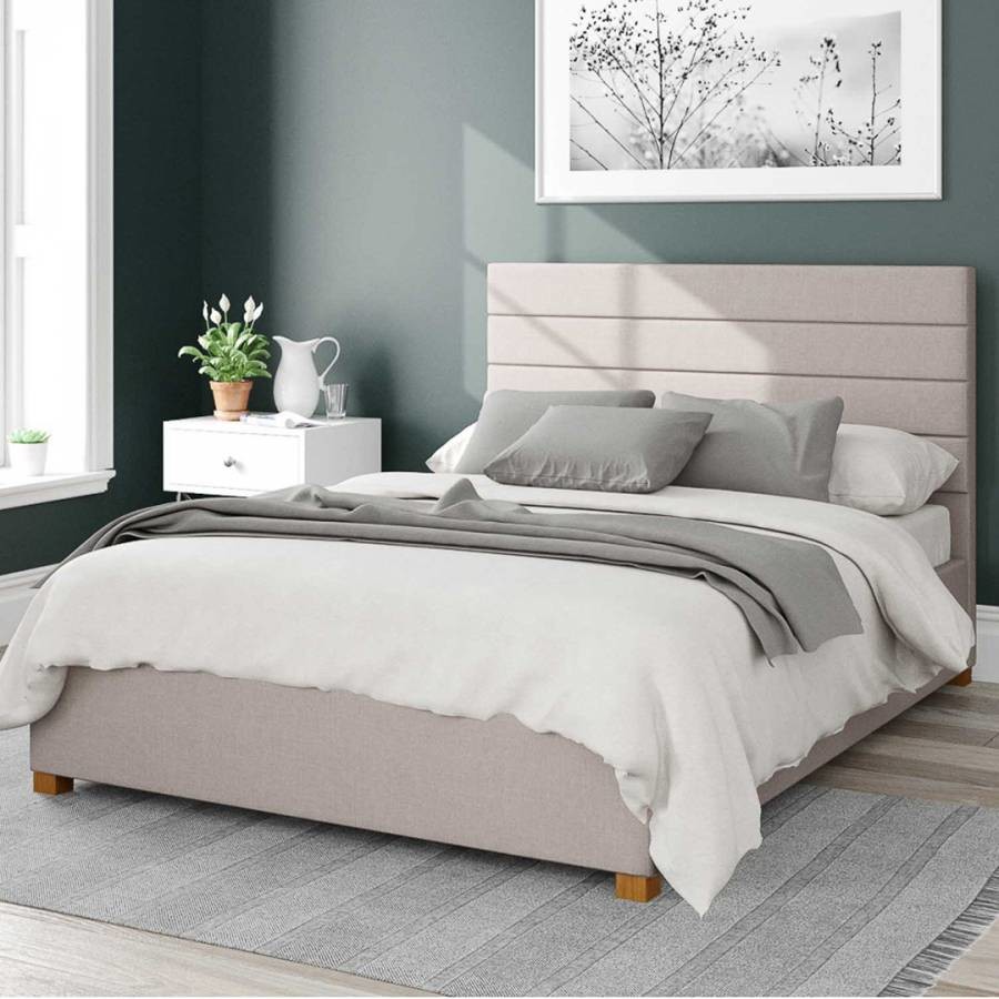 Kelly Eire Linen Fabric Super King Ottoman Bed Off White
