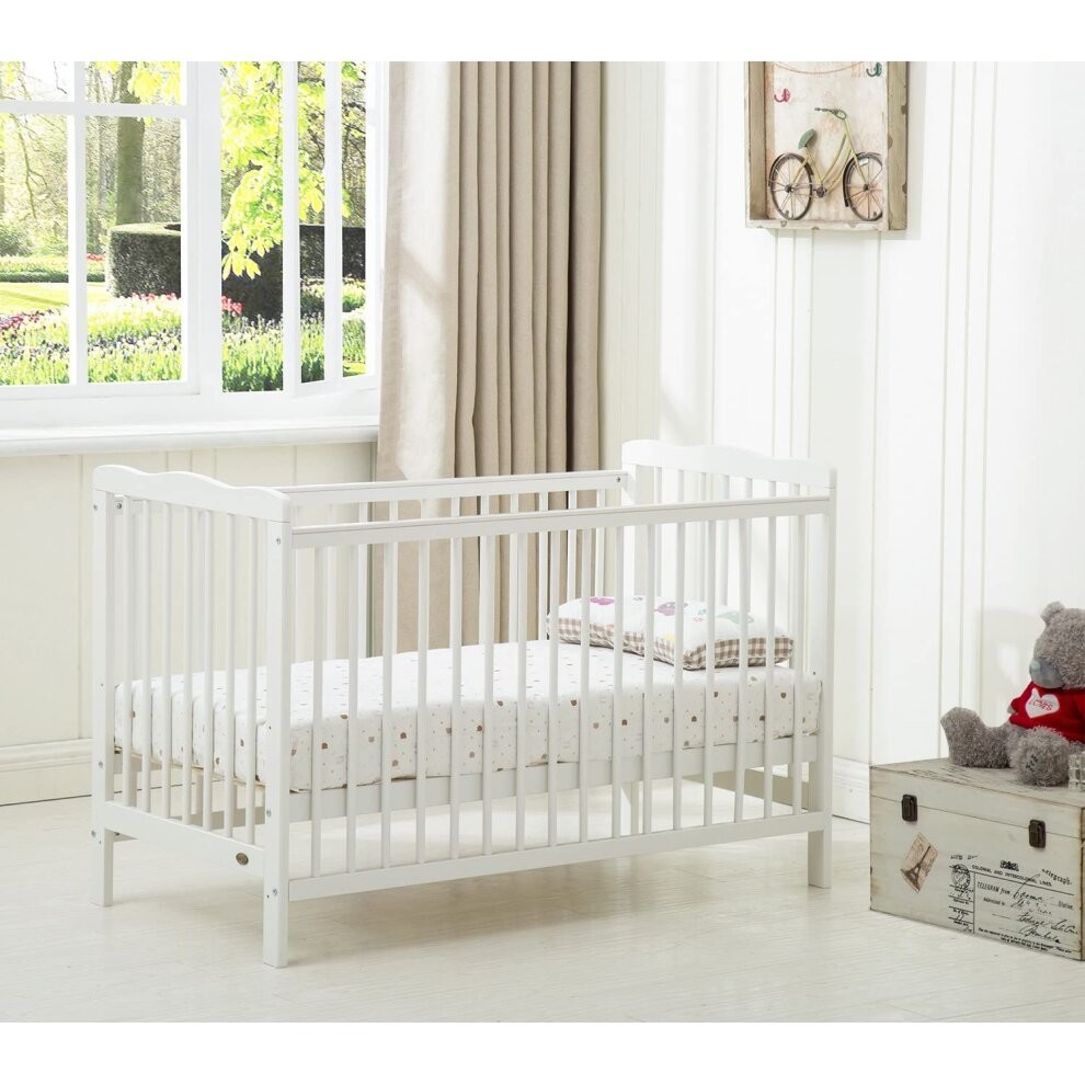 (White) MCC BEBAY COT BED Brooklyn Baby Cot Crib with Water Repellent Mattress