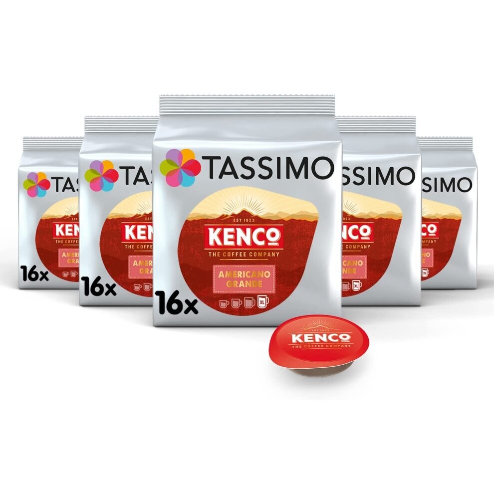 (Americano Grande) Tassimo Kenco Americano Grande XL Coffee Pods x16 (Pack of 5, Total 80 Drinks)
