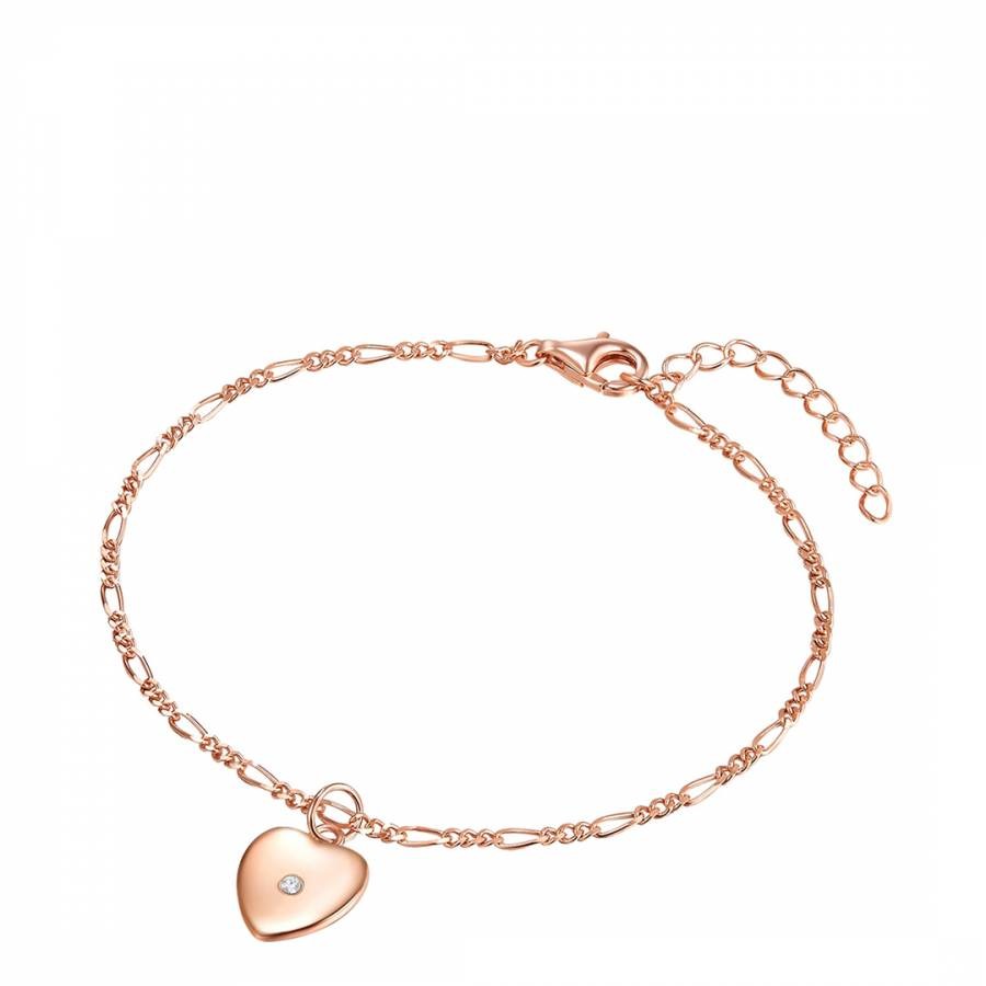 Rose Gold Chain Heart Pendant Bracelet