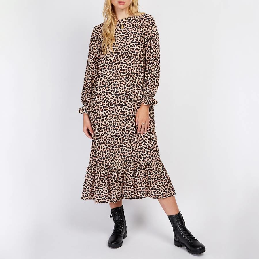 Leopard Print Tiered Smock Dress