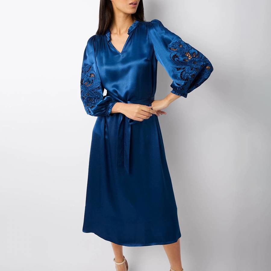 Blue Ciara Cutwork Dress