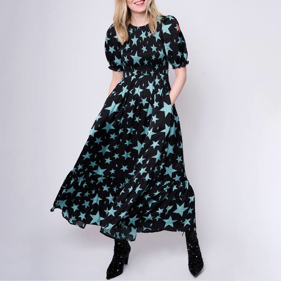 Black Star Print Maxi Dress