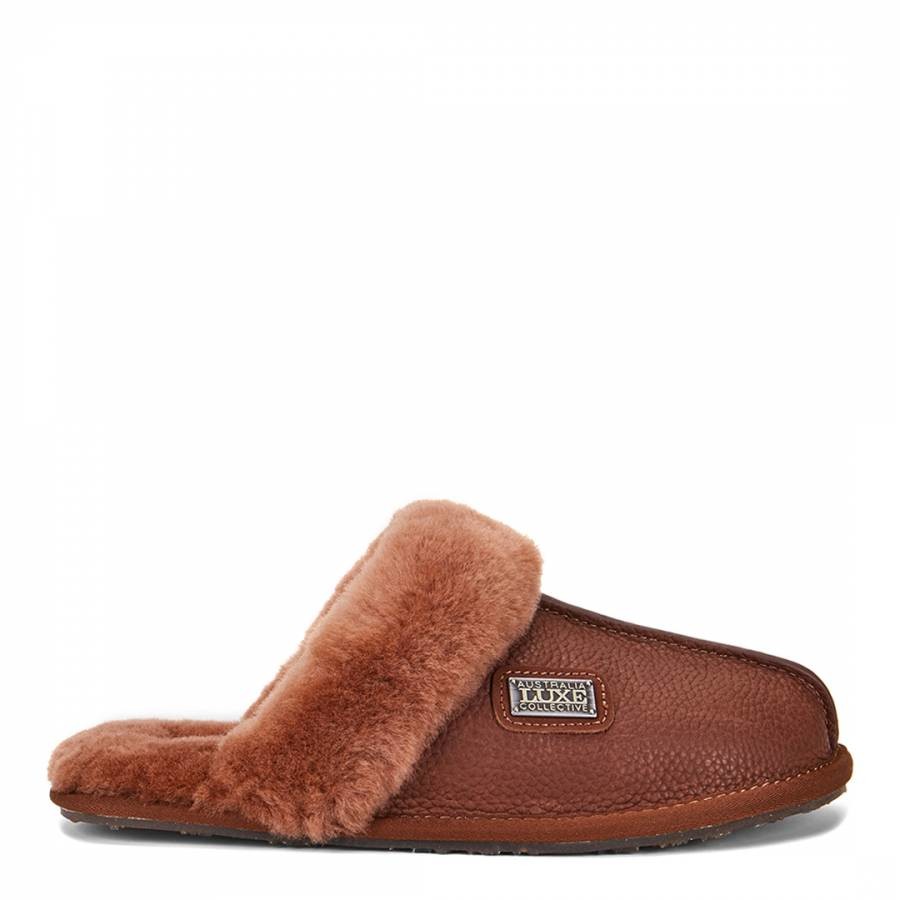 Brown Closed Mule Slippers