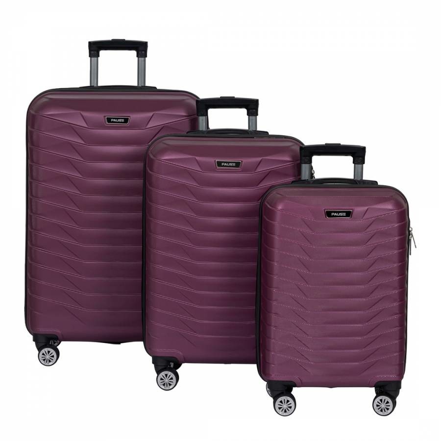 Claret Red Set Of 3 Suitcases