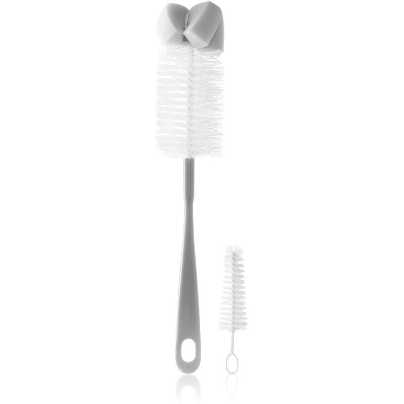 BabyOno Take Care Brush for Bottles and Teats with Mini Brush & Sponge Tip cleaning brush Grey 2 pc