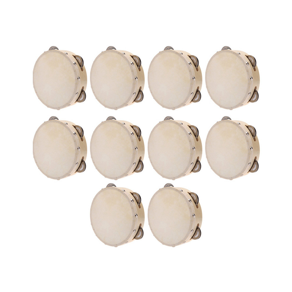 10X 6in Hand Held Tambourine Drum Bell Metal Jingles Percussion Musical Toy for KTV Party Kids Games
