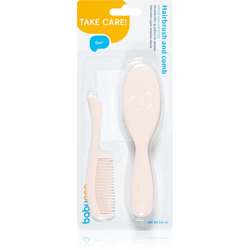 BabyOno Take Care Hairbrush and Comb IV hairbrush for kids Pink 2 pc