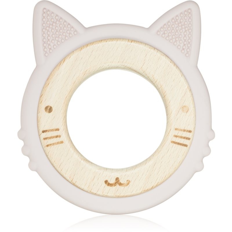 BabyOno Wooden & Silicone Teether chew toy Kitten 1 pc
