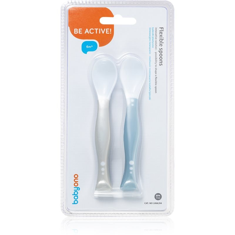 BabyOno Be Active Flexible Spoons spoon Grey/Blue 2 pc
