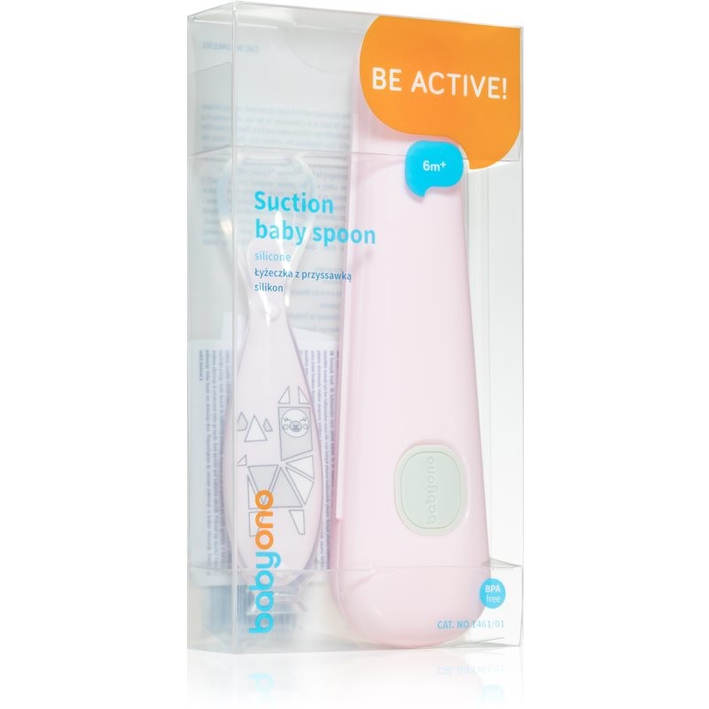BabyOno Be Active Suction Baby Spoon spoon Pink 6 m+ 1 pc