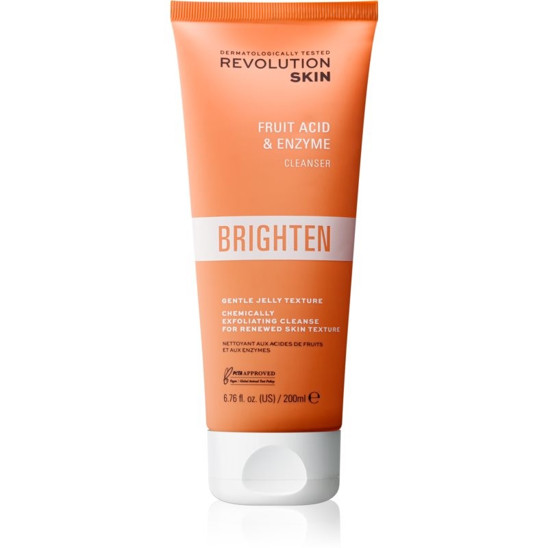 Revolution Skincare Brighten Fruit Acid & Enzyme brightening gel cleanser with AHA acids 200 ml
