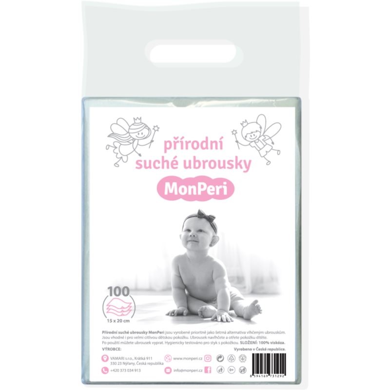 MonPeri Dry Baby Wipes cleansing wipes for children from birth 100 pc