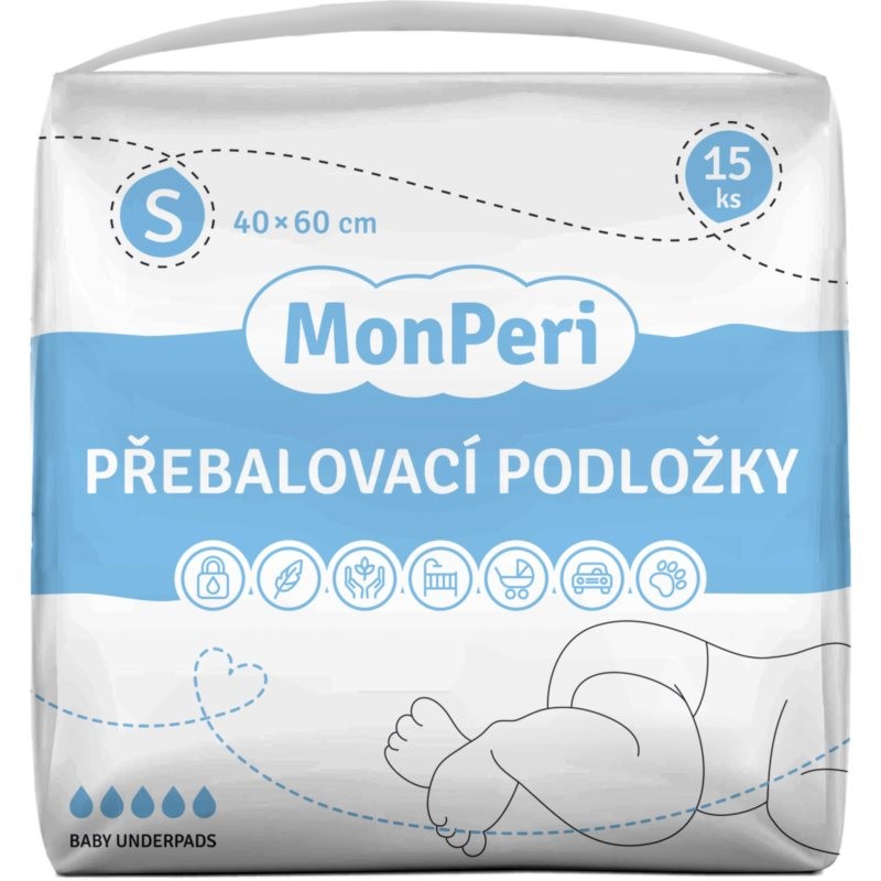 MonPeri Baby Underpads Size S disposable changing mats 40x60 cm 15 pc