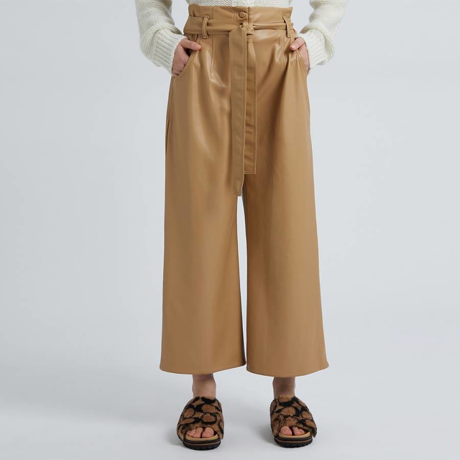 Camel Zinnia Leather Trousers
