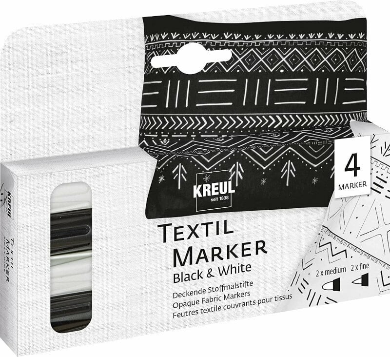 Kreul Textile Marker Black & White 4 pcs