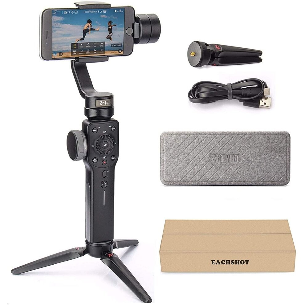 Zhiyun Smooth 4 Professional Gimbal Stabilizer for iPhone Smartphone Android Cell Phone 3-Axis Handheld Gimble Stick w/ Grip Tripod Ideal for ..