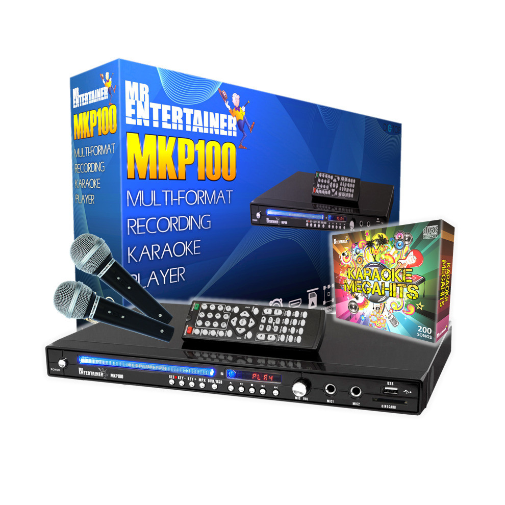 (Wired Microphones, 200 Songs) Mr Entertainer MKP100 CDG DVD MP3G Karaoke Machine Player. HDMI/Record/Rip/USB
