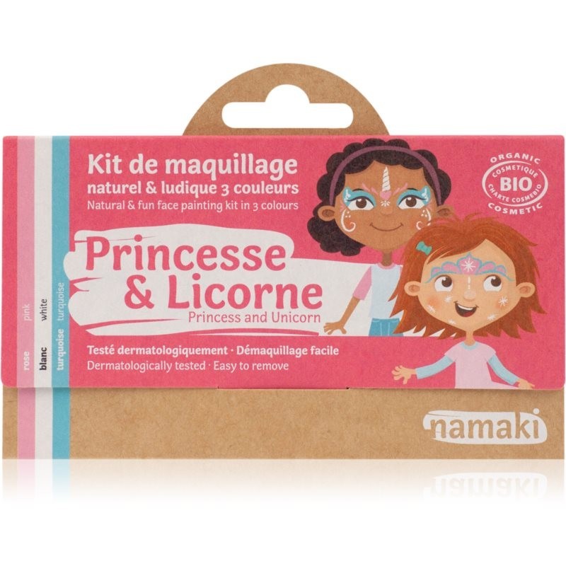 Namaki Color Face Painting Kit Princess & Unicorn makeup set Pink, White, Turquoise (for children)