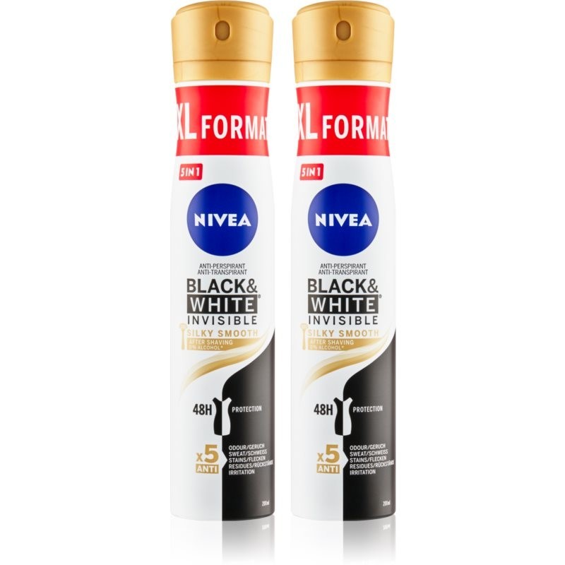 Nivea Black & White Invisible Silky Smooth antiperspirant spray (economy pack)