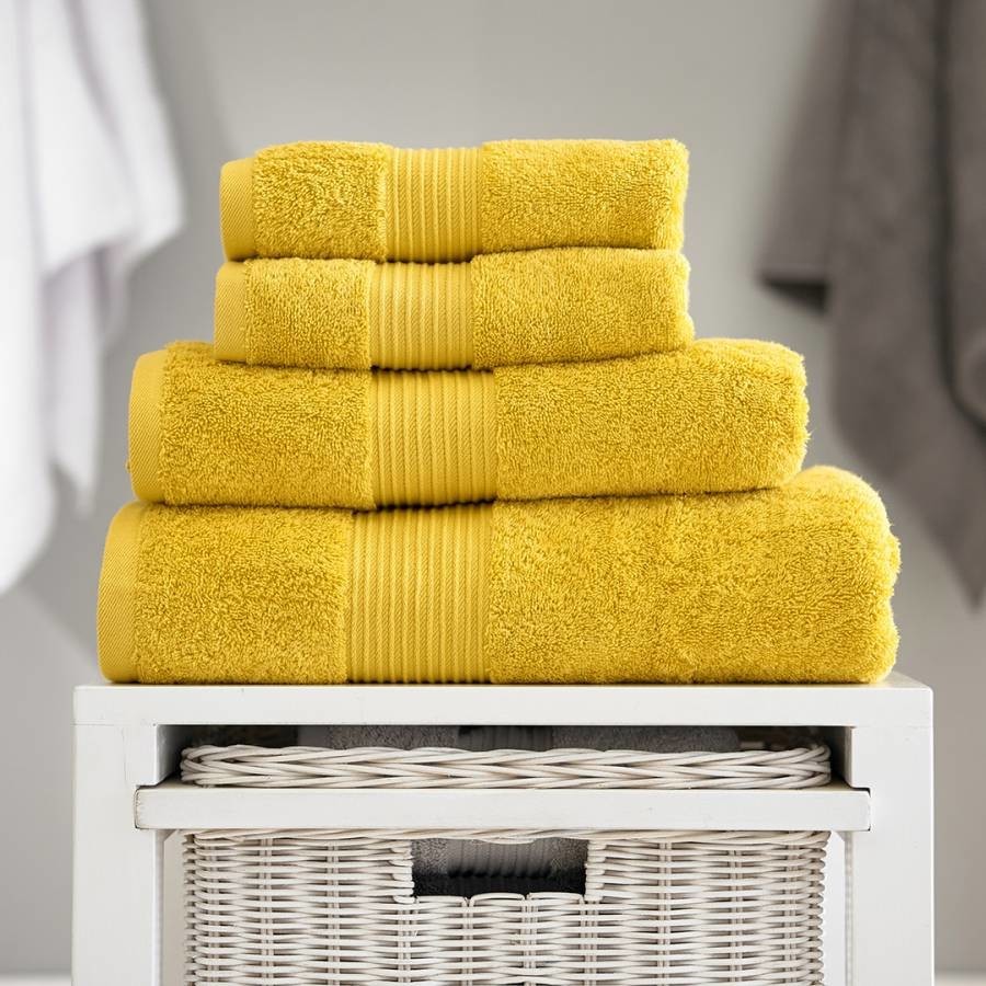 Bliss Pair of Hand Towels Mustard