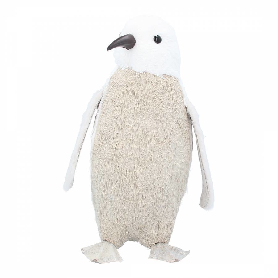 White Bristle/Fabric Penguin 31cm