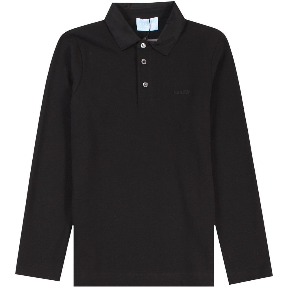 Lanvin Boys Long Sleeve Polo Shirt Black 12Y
