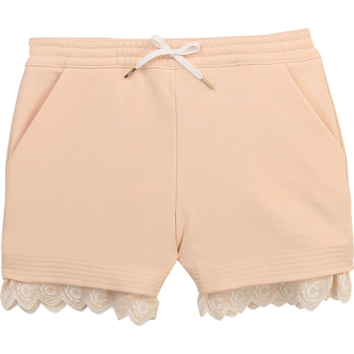 Chloé Girls Pink Logo Shorts 4Y Pale