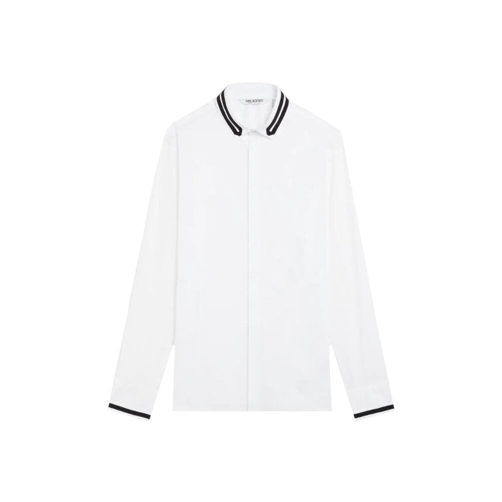 Neil Barrett Men's Collar Stripe Shirt White L