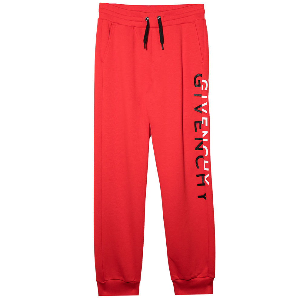 Givenchy Boys Split Logo Sweatpants Red 12Y