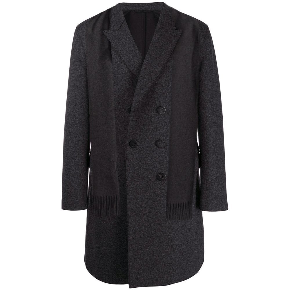 Neil Barrett Men's Double Breasted Wool Great Jacket Grey XL