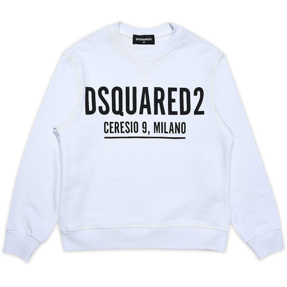 Dsquared2 Boys Ceresio Milano Logo Print Sweater White 16Y