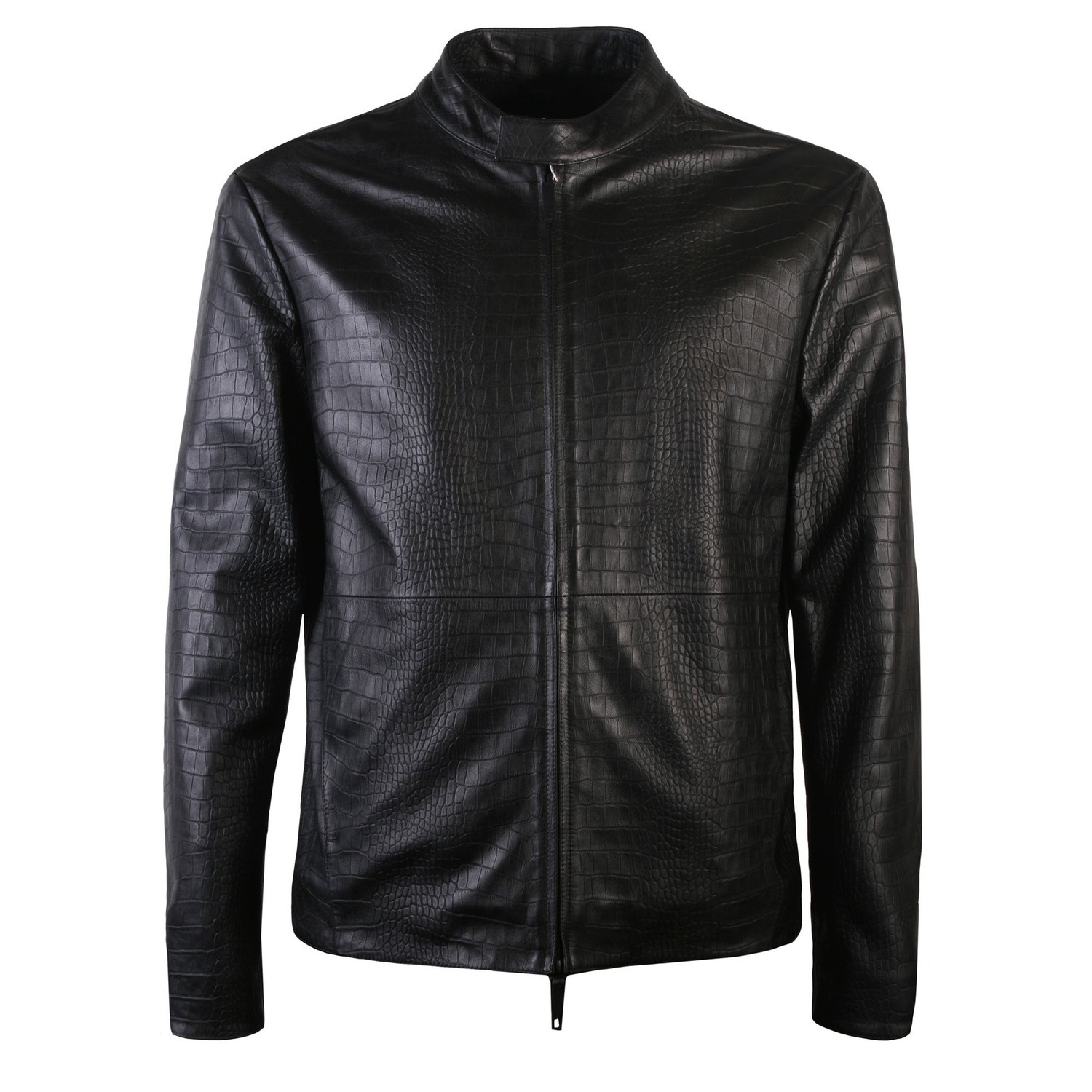 Armani Collezioni Men's Leather Bomber Jacket Black XXL