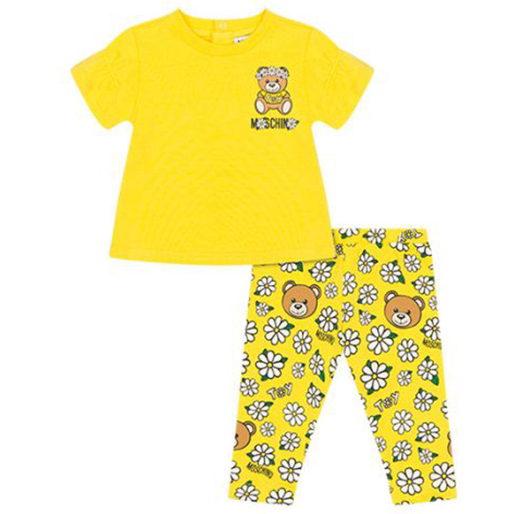 Moschino Girls T-shirt Pyjamas Set Yellow 18M